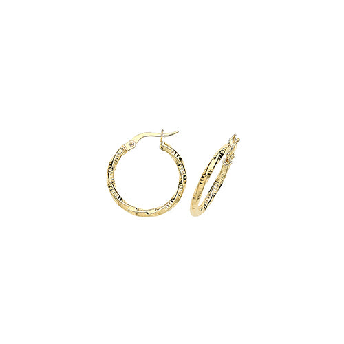 9CT Gold Diamond Cut Twisted Hoops ER963