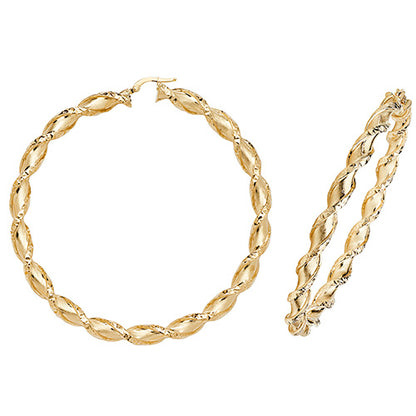 9CT Gold Diamond Cut Twisted Hoops ER990