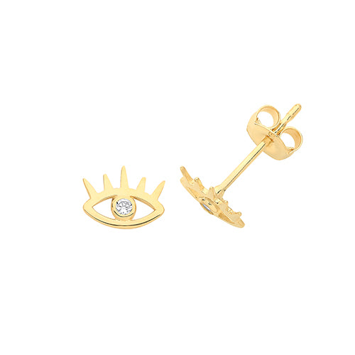 9Ct Gold Cz Evil Eye Studs ES1607