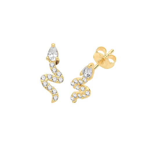 9Ct Gold Cz Snake Studs ES1609