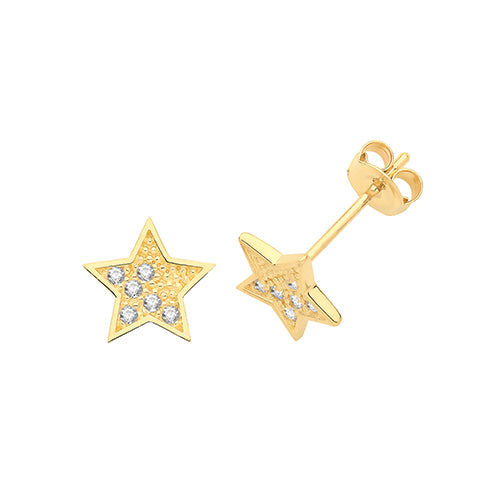 9Ct Gold Cz Star Studs ES1620