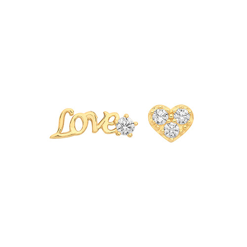 9Ct Gold Cz Love Set Studs ES1633