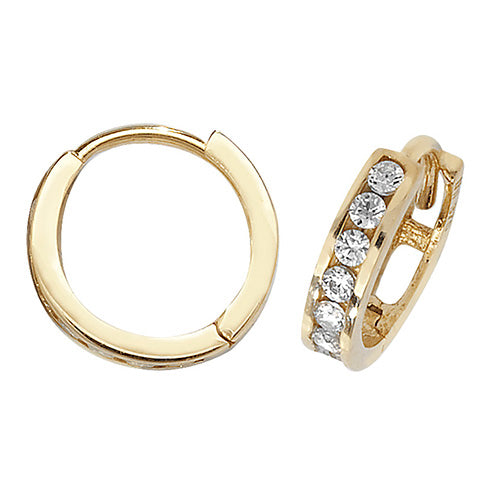 9Ct Gold Cz Hinged Hoops - ES163