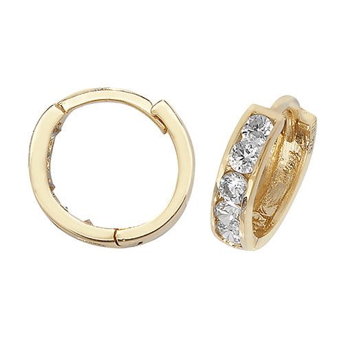 9Ct Gold Cz Hinged Hoops - ES164