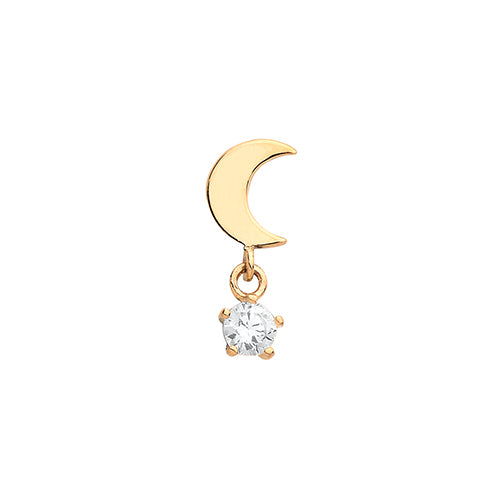 9Ct Gold Moon And Dangle Cz Cartilage Stud - ES1918