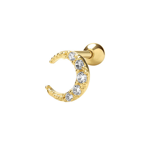 9Ct Gold Cz Crescent Moon Cartilage Stud - ES1935