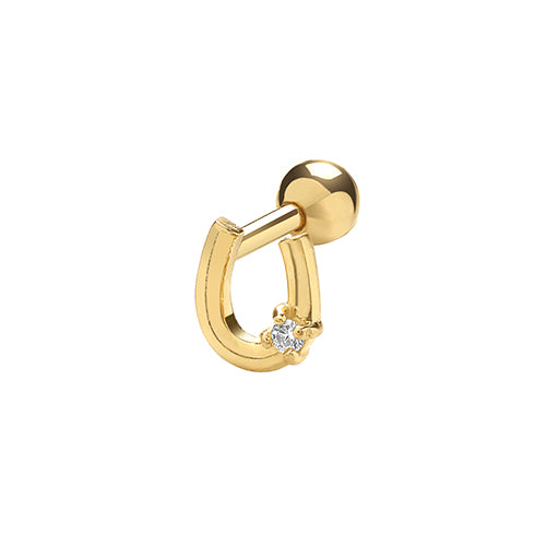 9Ct Gold Cz Set Horseshoe Cartilage Stud - ES1938