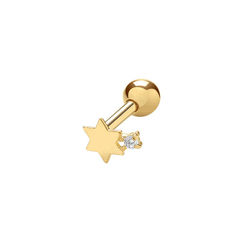 9Ct Gold Cz Set Star Cartilage Stud - ES1944