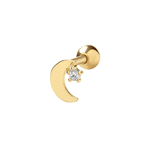 9Ct Gold Cz Set Crescent Moon Cartilage Stud - ES1946