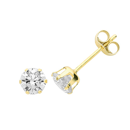 9Ct Gold Cz Solitaire Studs ES211