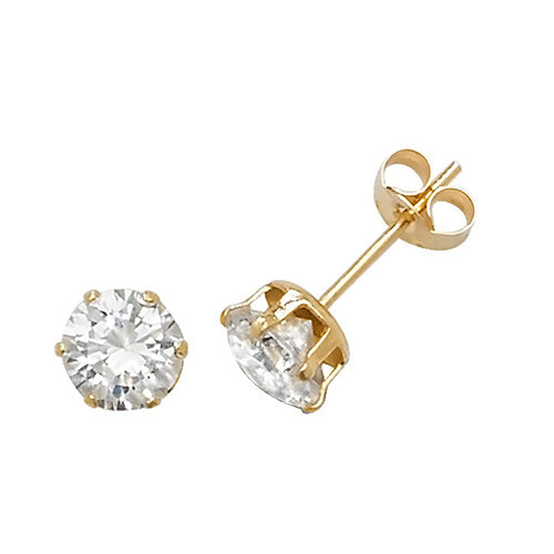 9Ct Gold Cz Solitaire Studs ES210