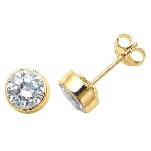 9Ct Gold Cz Rubover Studs ES230S