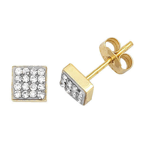 9Ct Gold Cz Square Studs ES314