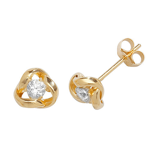 9Ct Gold Cz Interlocking Studs ES355