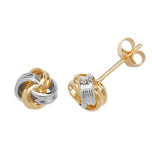 9Ct Gold 2 Tone Knot Studs ES357