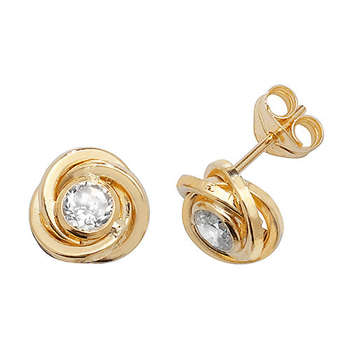 9Ct Gold Cz Set Orbital Studs - ES367