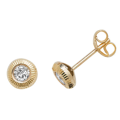 9Ct Gold Cz Bezel Studs - ES394