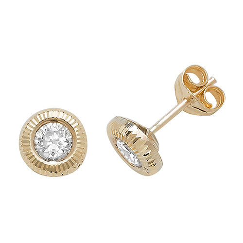 9Ct Gold Cz Bezel Studs - ES394