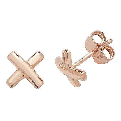 9Ct Rose Gold X Studs - ES417R