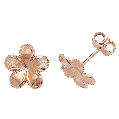 9Ct Rose Gold Flower Studs - ES419R