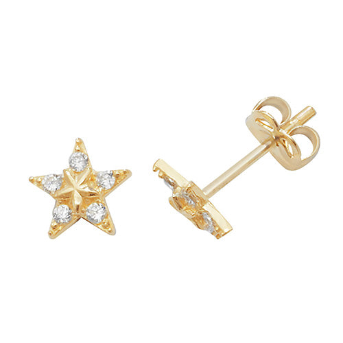 9Ct Gold Cz Fishstar Studs - ES437