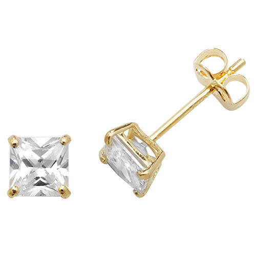 9Ct Gold Square Cz Studs - ES467