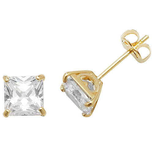 9Ct Gold Square Cz Studs - ES468