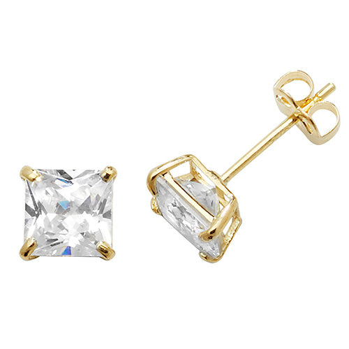 9Ct Gold Square Cz Studs - ES467