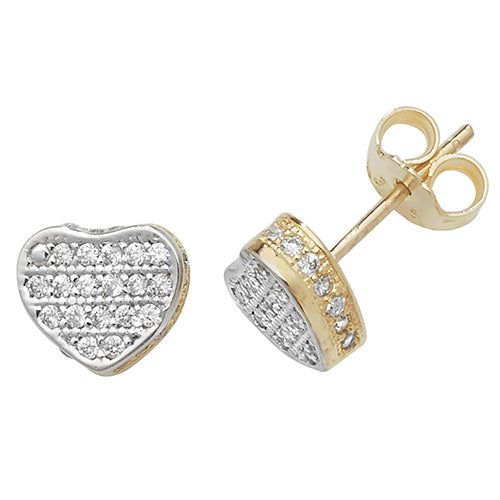 9Ct Gold Cz Heart Studs - ES478