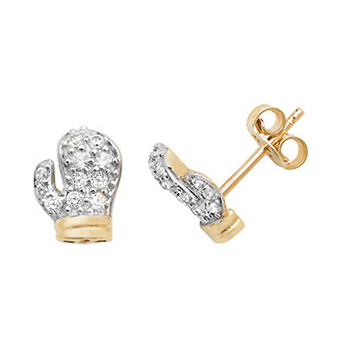 9Ct Gold Cz Boxing Gloves Studs - ES482CZ