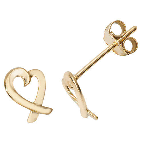 9Ct Gold Heart Studs - ES488