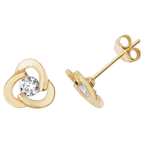 9Ct Gold Cz Set Interlocking Studs - ES491