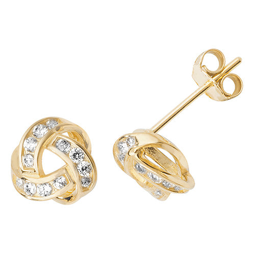 9Ct Gold Cz Interlocking Studs - ES492