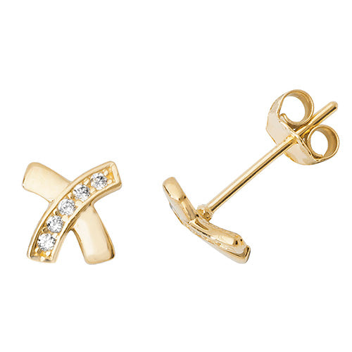 9Ct Gold Cz X Studs - ES504