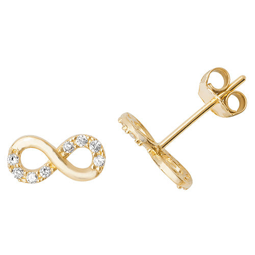 9Ct Gold Cz Infinity Studs - ES505