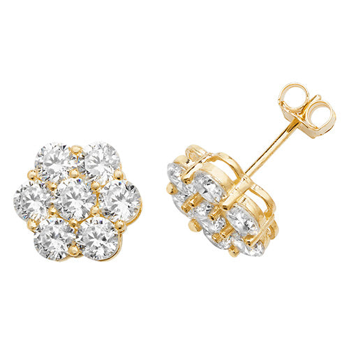 9Ct Gold Cz Flower Studs - ES529