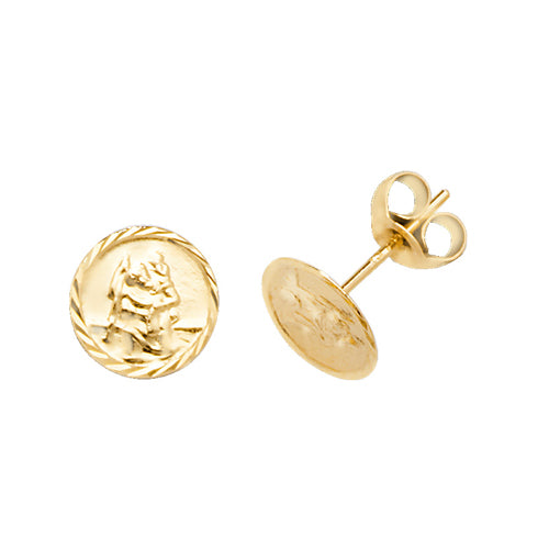 9Ct Gold St Christopher Studs - ES574