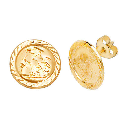 9Ct Gold St Christopher Studs - ES575