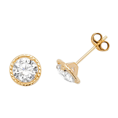 9Ct Gold Cz Bezel Studs - ES577