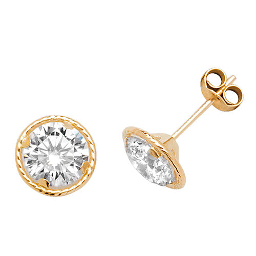 9Ct Gold Cz Bezel Studs - ES577