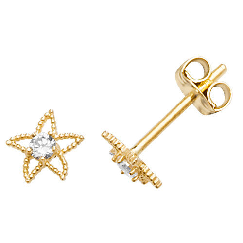 9Ct Gold Cz Set Starfish Studs - ES583