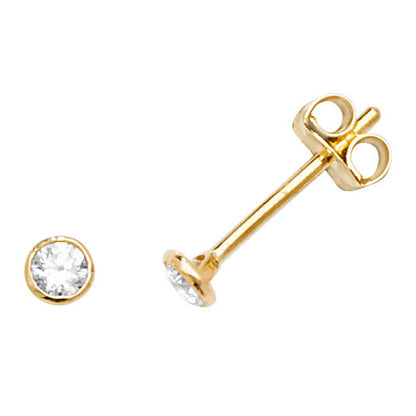 9Ct Gold Cz Rubover Studs - ES586