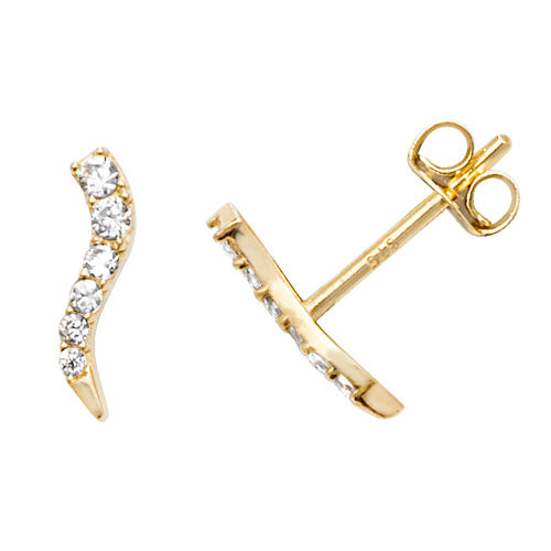 9Ct Gold Cz Wave Studs - ES589