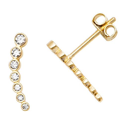 9Ct Gold Cz Bezel Curved Bar Studs - ES591