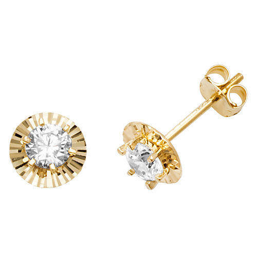 9Ct Gold Round Cz Studs - ES606