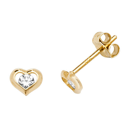 9Ct Gold Cz Open Heart Studs - ES607