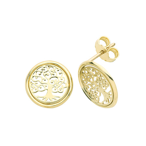 9Ct Gold Tree Of Life Studs - ES639