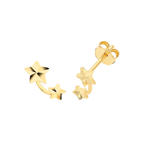 9Ct Gold Diamond Cut Star Studs - ES653