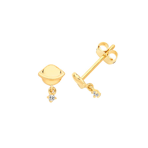 9Ct Gold Cz Planet Studs - ES694