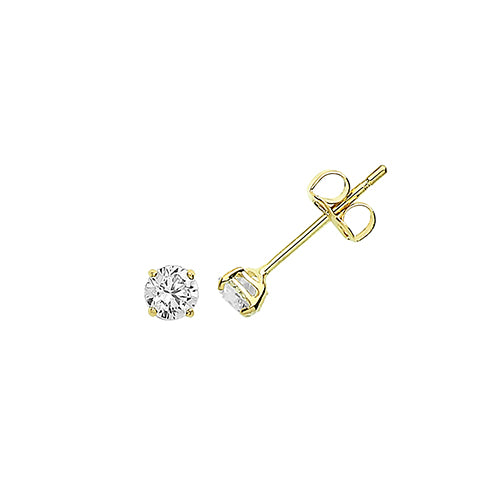 9Ct Gold Round Cz Claw Set Studs - ES710